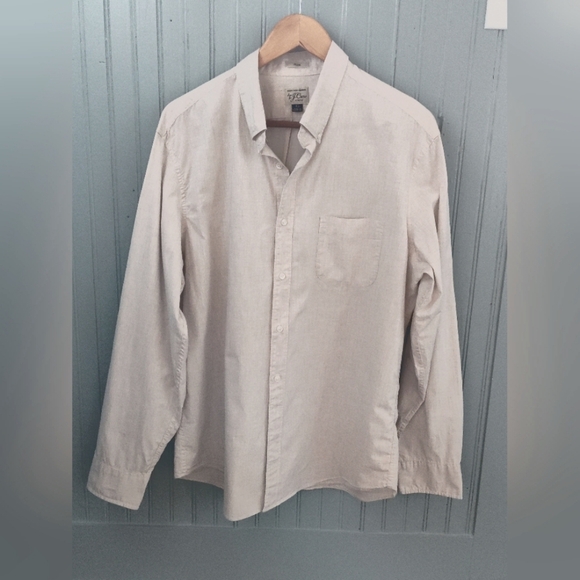 J.  Crew Men's Beige Button-Up Shirt | Secret Wash | Slim Stretch | XL - Picture 1 of 4